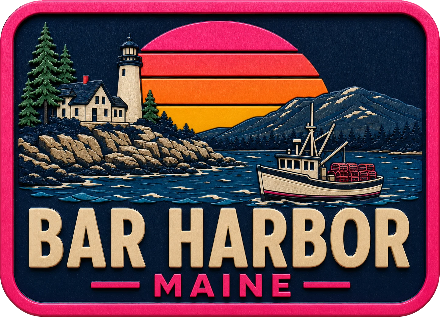 Bar Harbor - Maine — Vibrant Layers 3D Magnet