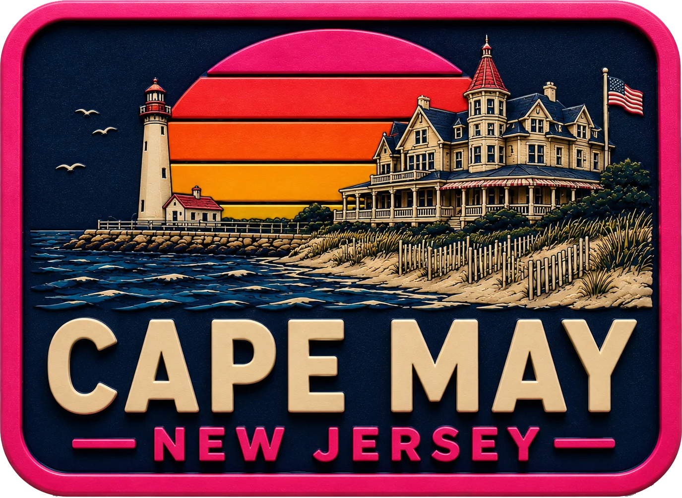 Cape May - New Jersey — Vibrant Layers 3D Magnet