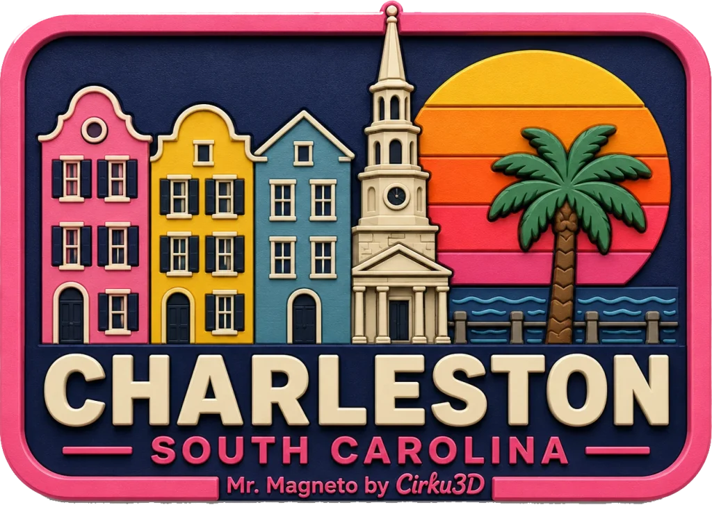 Charleston - South Carolina — Vibrant Layers 3D Magnet