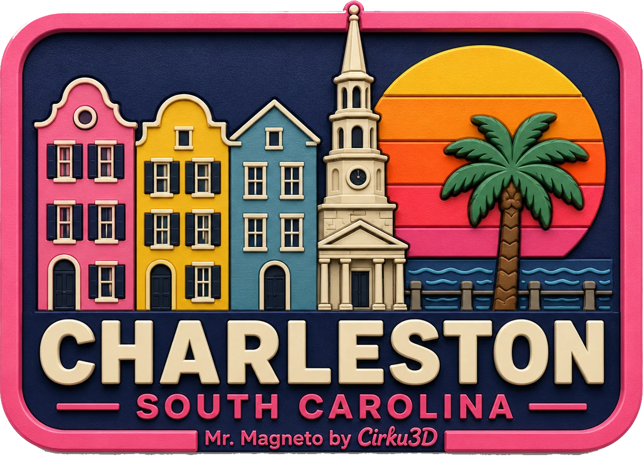 Charleston - South Carolina — Vibrant Layers 3D Magnet