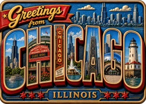 Chicago - Illinois — Big Letter "Greetings From"