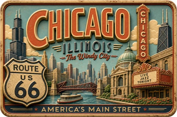 Chicago - Illinois — Retro Travel Poster