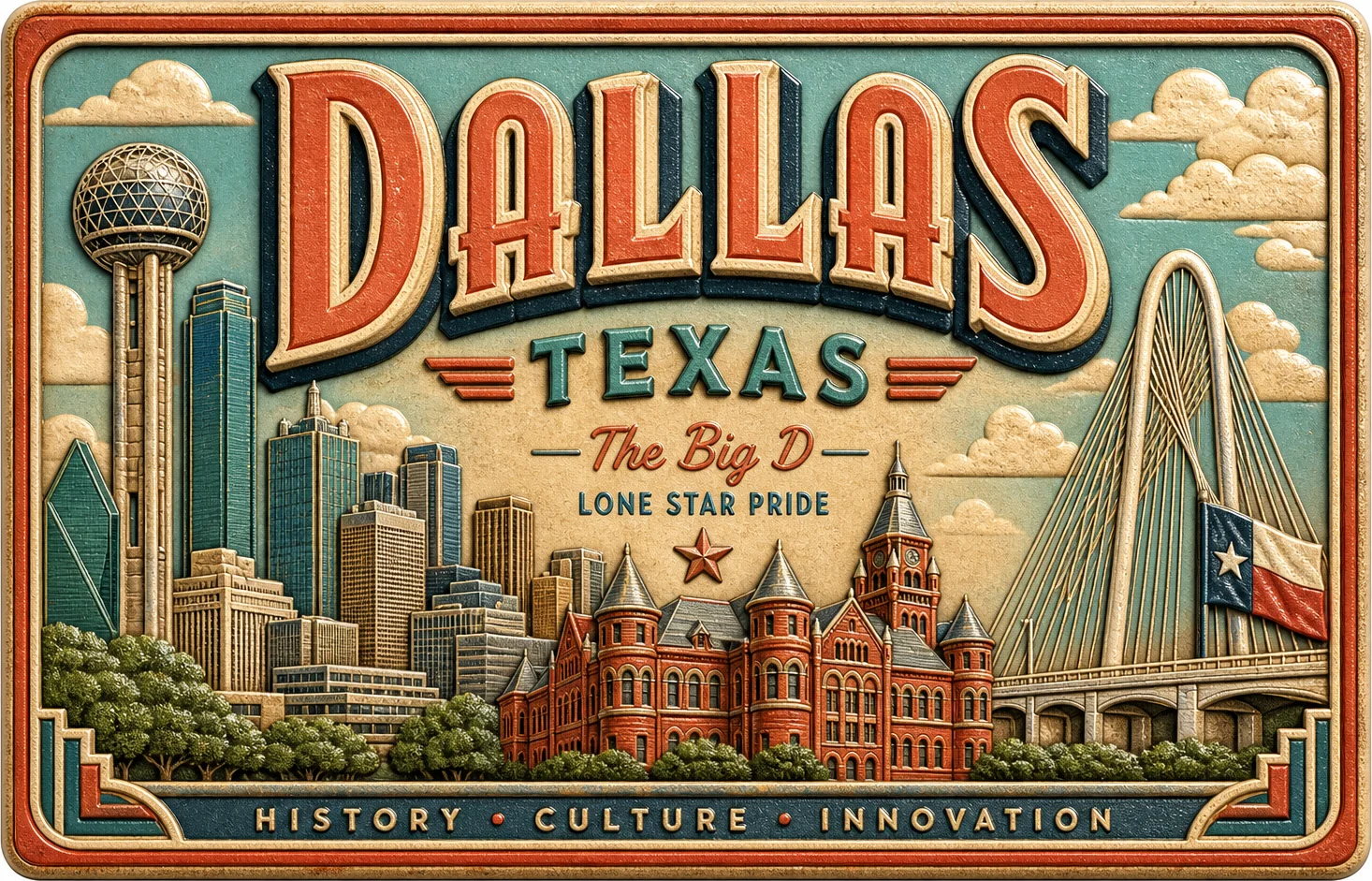 Dallas - Texas — Retro Travel Poster Magnet