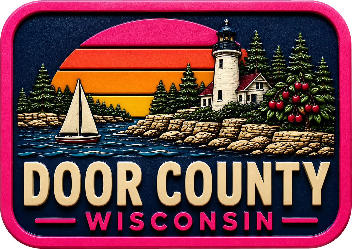 Door County - Wisconsin — Vibrant Layers 3D Magnet