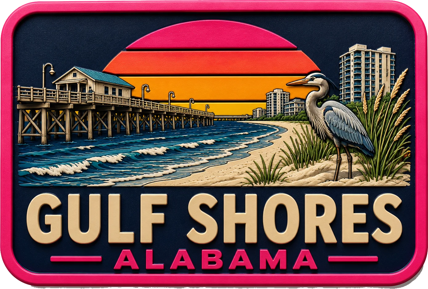 Gulf Shores - Alabama — Vibrant Layers 3D Magnet
