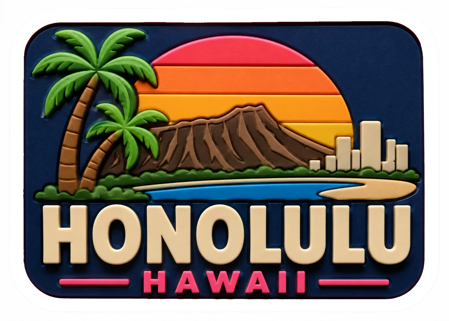 Honolulu - Hawaii — Vibrant Layers 3D Magnet