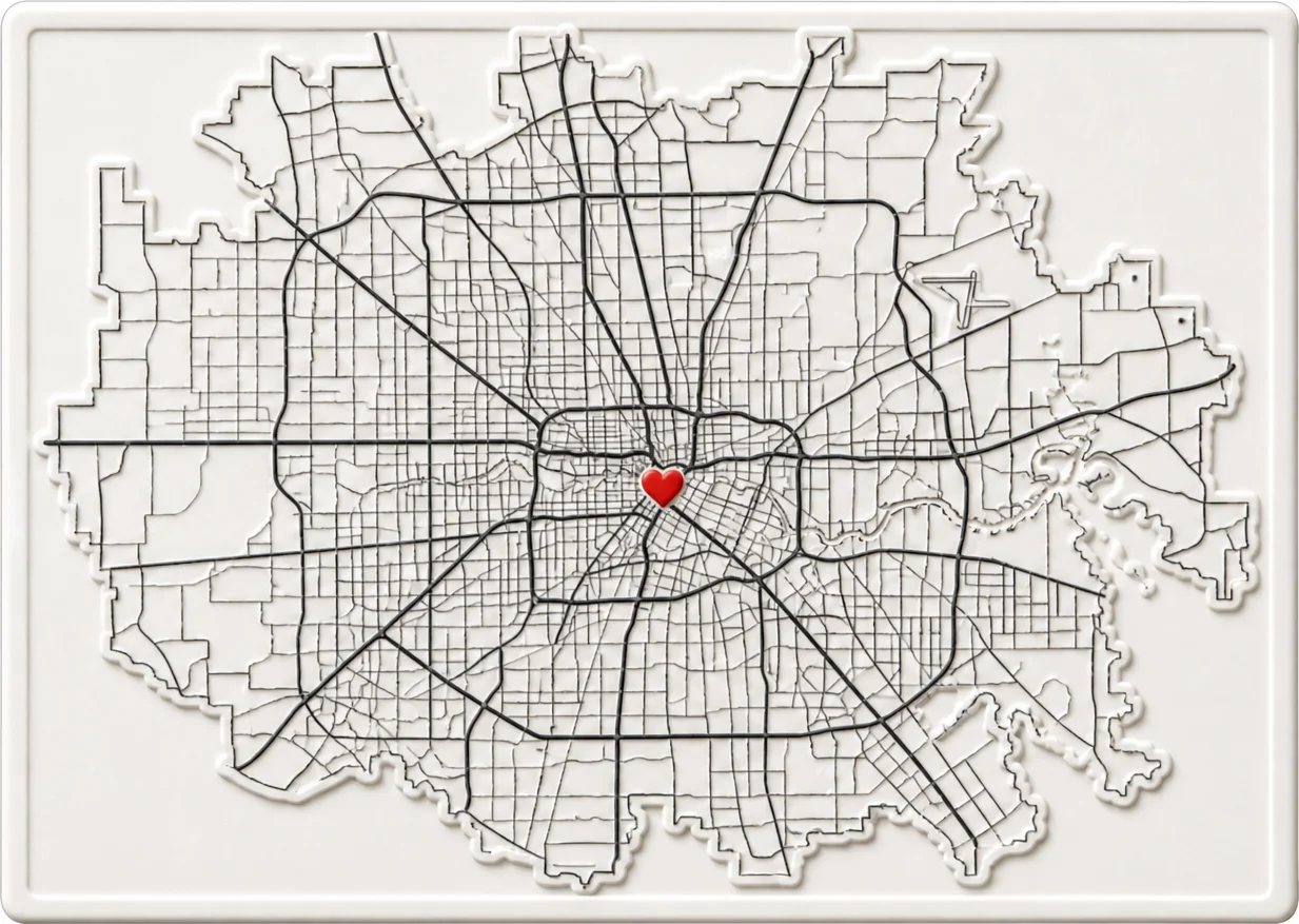 Houston - Texas — Minimalist Map Contour Magnet