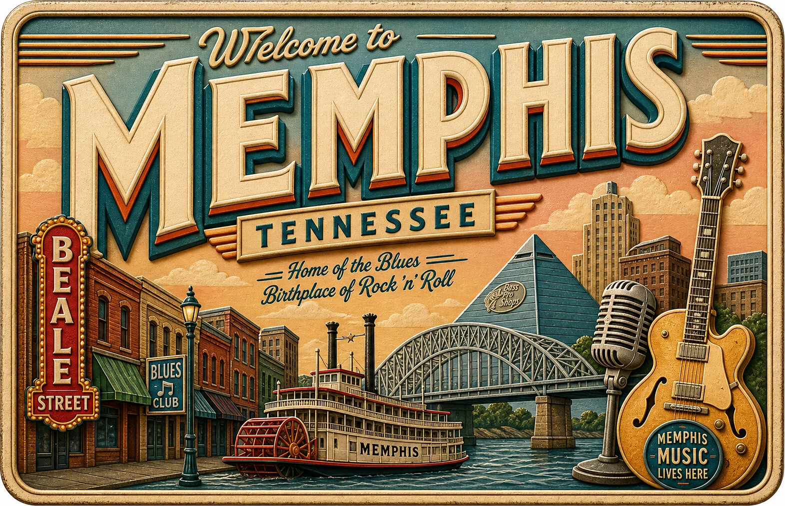 Memphis - Tennessee — Retro Travel Poster