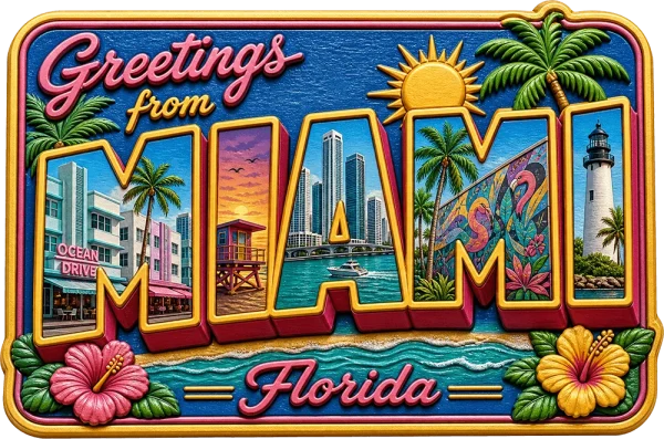 Miami - Florida — Big Letter "Greetings From"