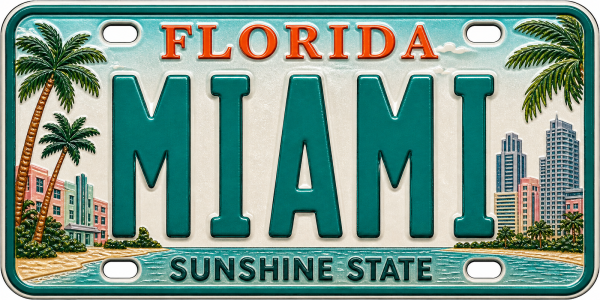 Miami - Florida — License Plate Replica