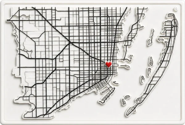 Miami - Florida — Minimalist Map Contour Magnet