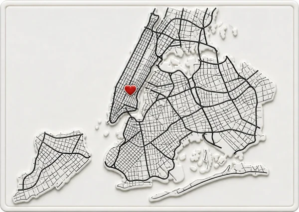 New York - New York — Minimalist Map Contour Magnet