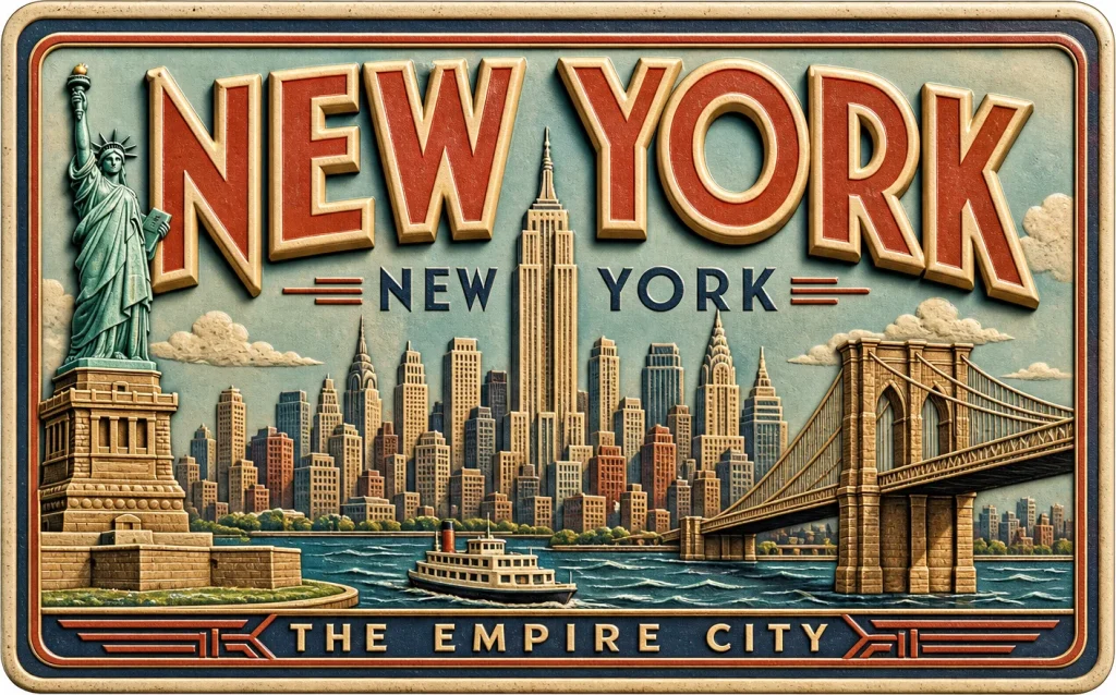 New York - New York — Retro Travel Poster Magnet