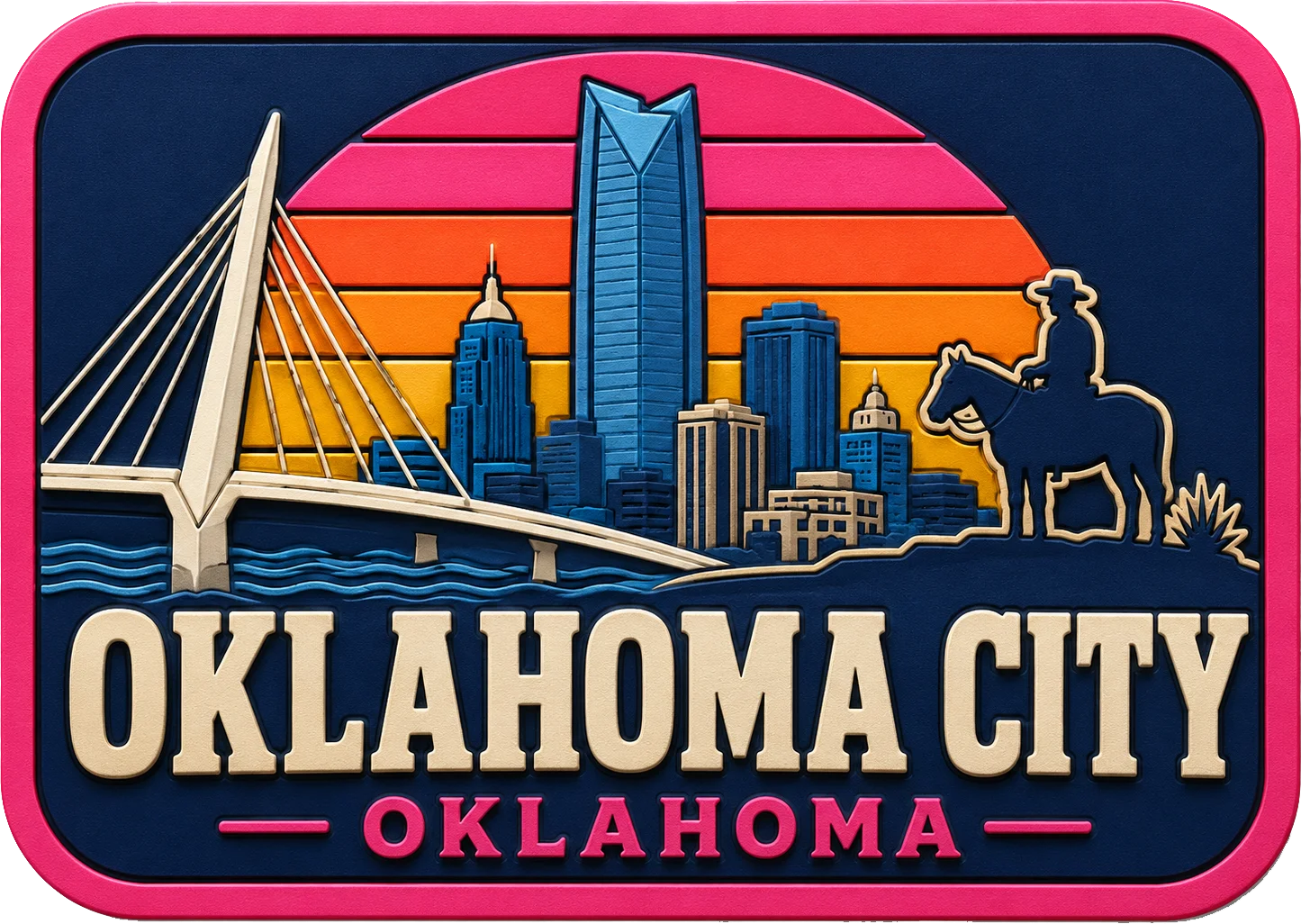 Oklahoma City - Oklahoma — Vibrant Layers 3D Magnet