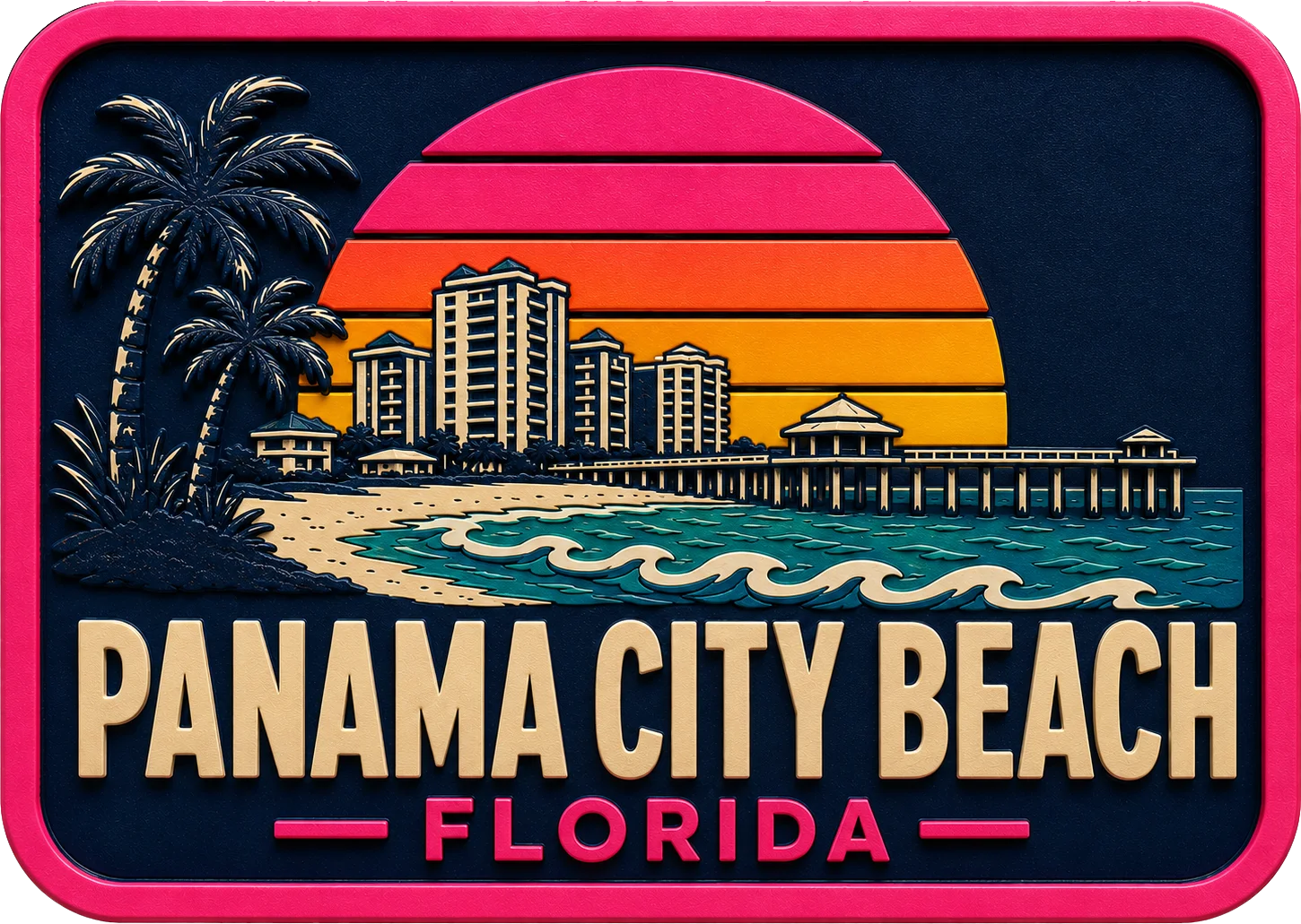 Panama City Beach - Florida — Vibrant Layers 3D Magnet