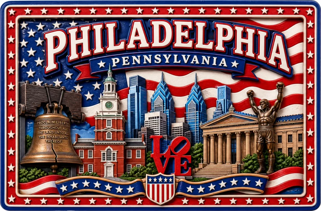 Philadelphia - Pennsylvania — American Patriotic 3D Magnet
