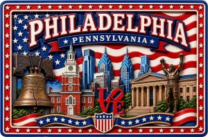 Philadelphia - Pennsylvania — American Patriotic 3D Magnet