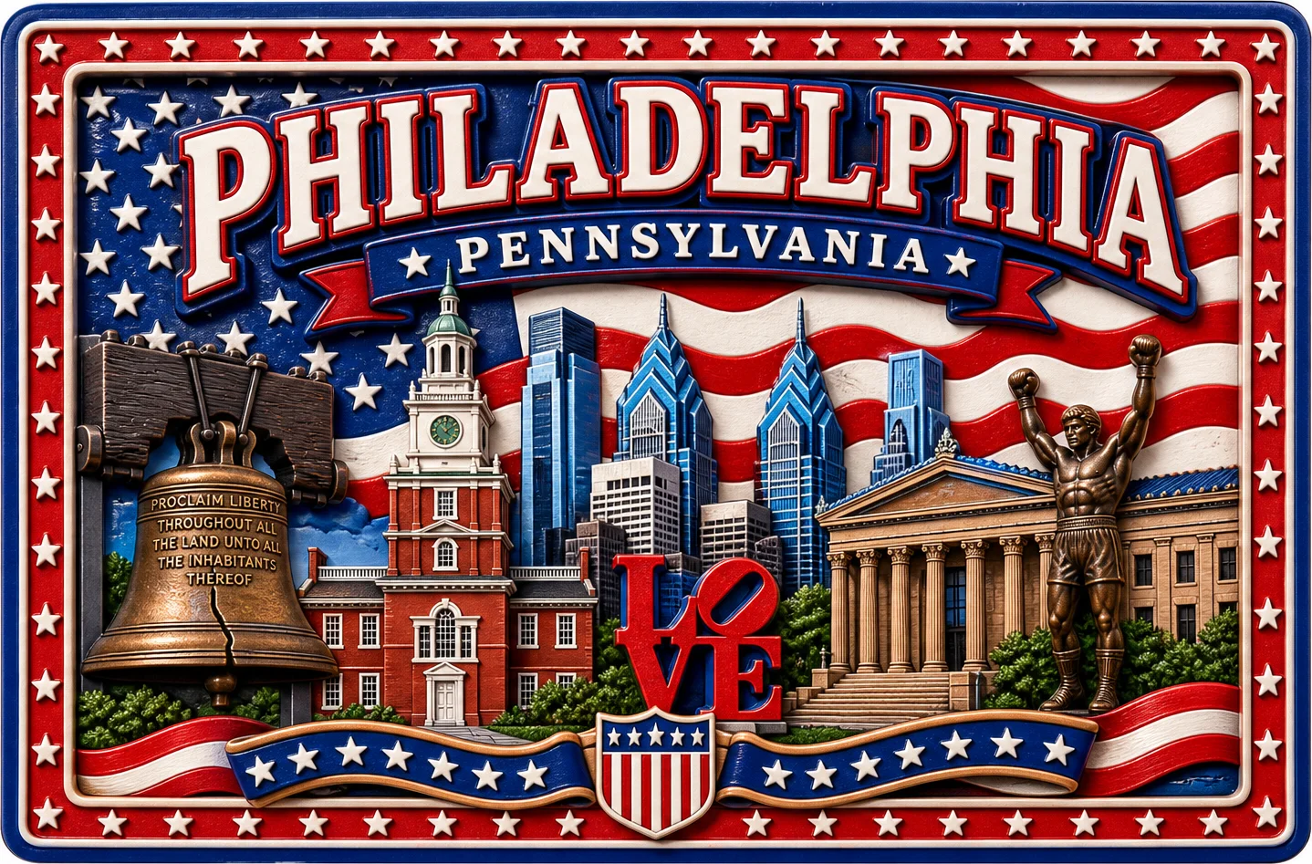 Philadelphia - Pennsylvania — American Patriotic 3D Magnet
