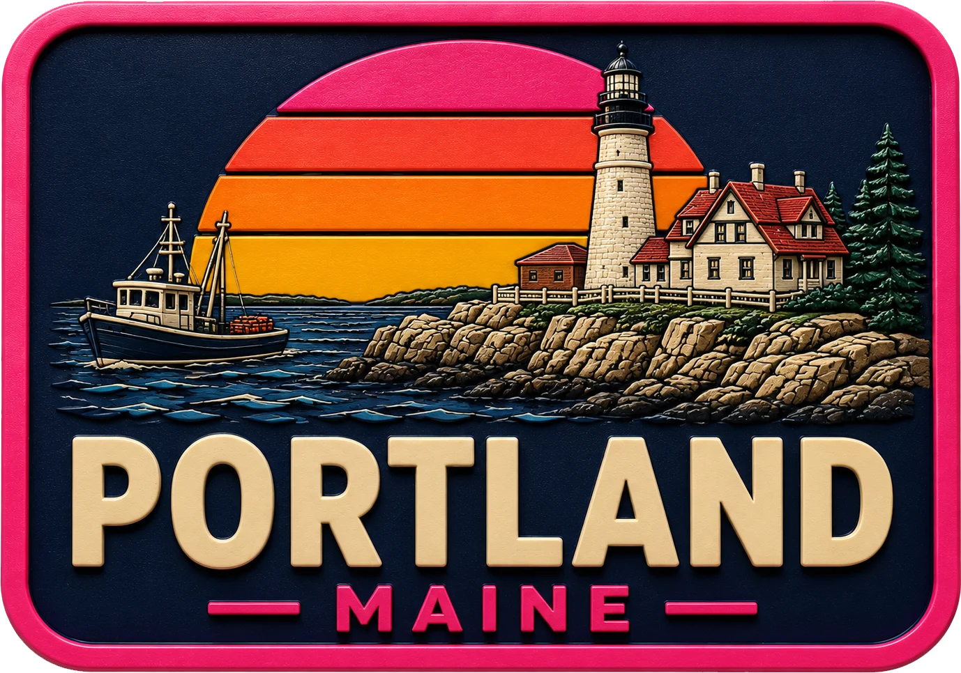 Portland - Maine — Vibrant Layers 3D Magnet