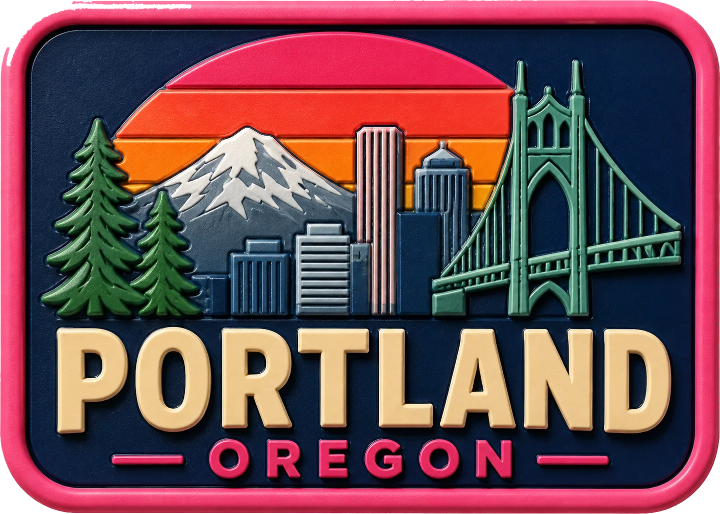 Portland - Oregon — Vibrant Layers 3D Magnet