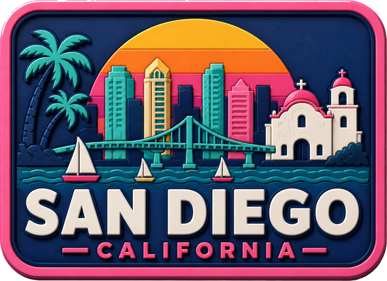 San Diego - California — Vibrant Layers 3D Magnet