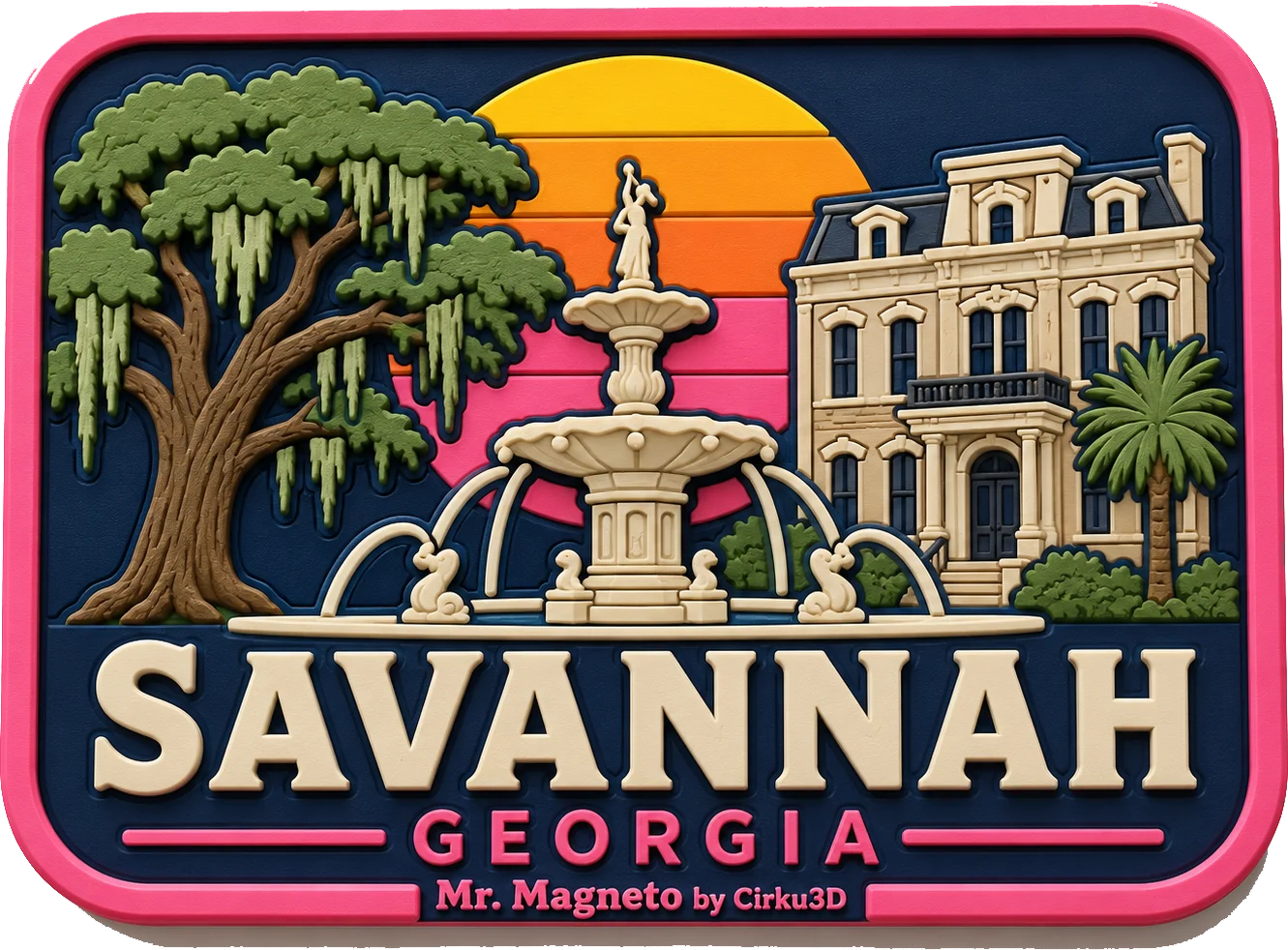 Savannah - Georgia — Vibrant Layers 3D Magnet