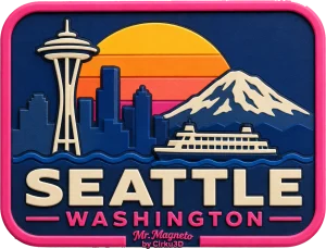 Seattle - Washington — Vibrant Layers 3D Magnet