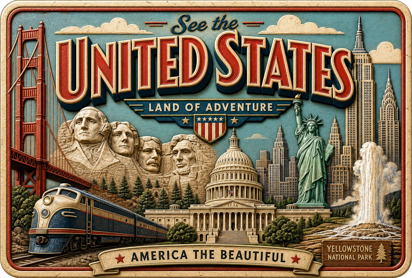 - United States — Retro Travel Poster