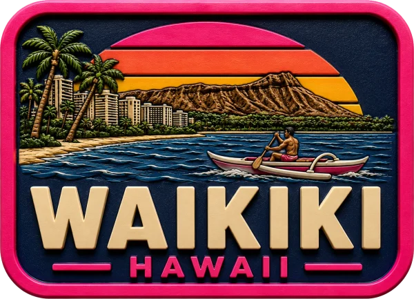 Waikiki - Hawaii — Vibrant Layers 3D Magnet